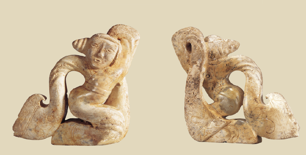 元素细节图南越王墓西耳室出土的圆雕玉舞人.圆雕玉舞人通高3.